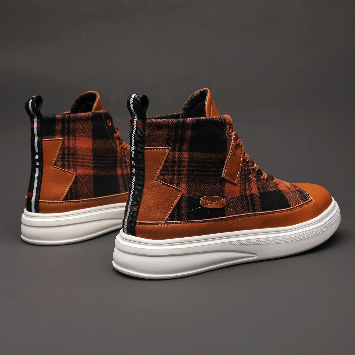 Chequered high-top trainers for men