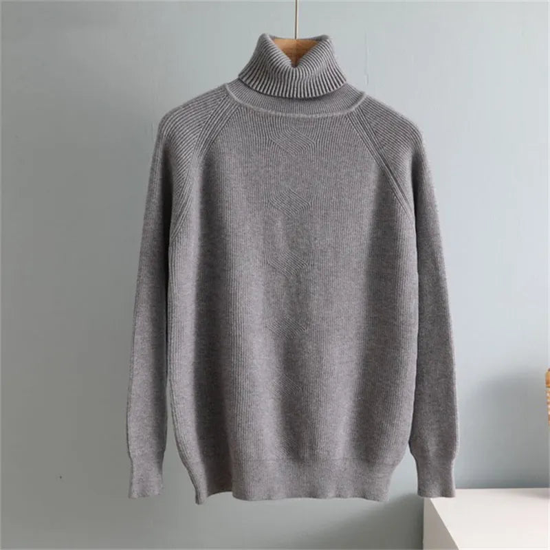 Aubrey - Single-coloured turtleneck jumper for women
