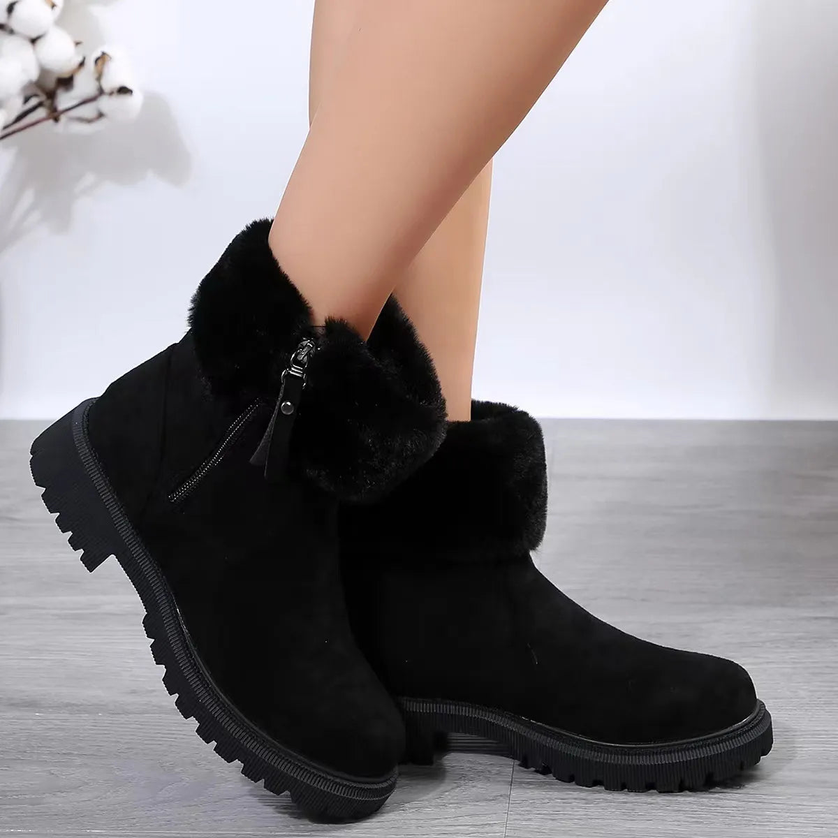 Anne - Warm winter plus boots with zip for women