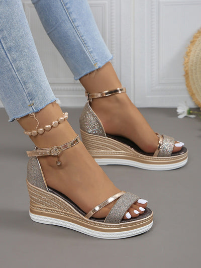 Women's glitter sandals elegant high wedge style - Jimena