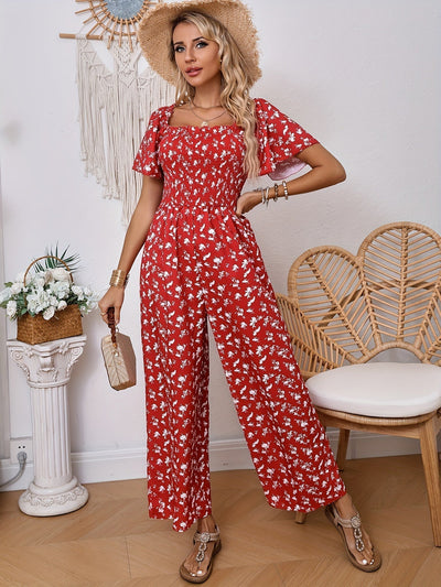 Helena - Elegant wide jumpsuit with floral print