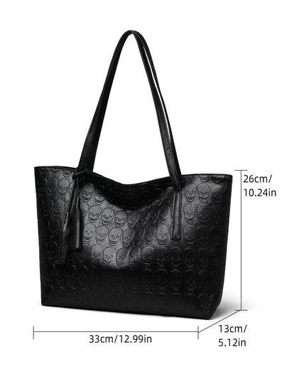 Handbag for women with skull print and large capacity