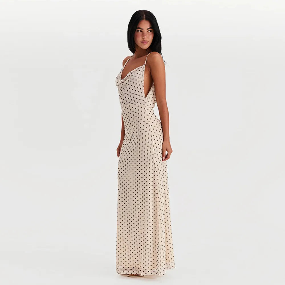 Ivy - Printed Spaghetti Strap Long Dress