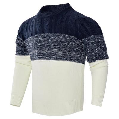 Giam - Long-sleeved, casual men's knitted jumper with colour blocks