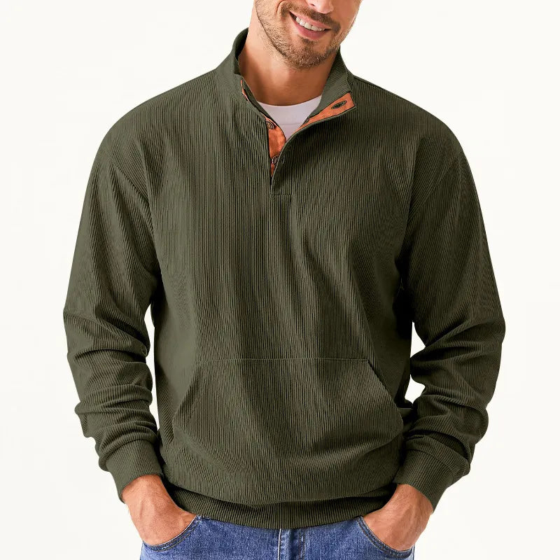 Kaym - Men's sweatshirt with stand-up collar and long sleeves with pockets