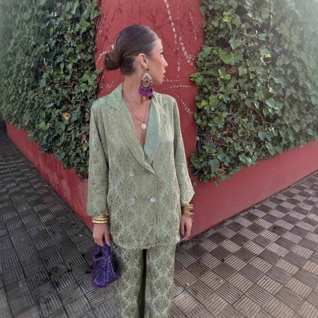 Women's floral print trousers and blazer set - Venera