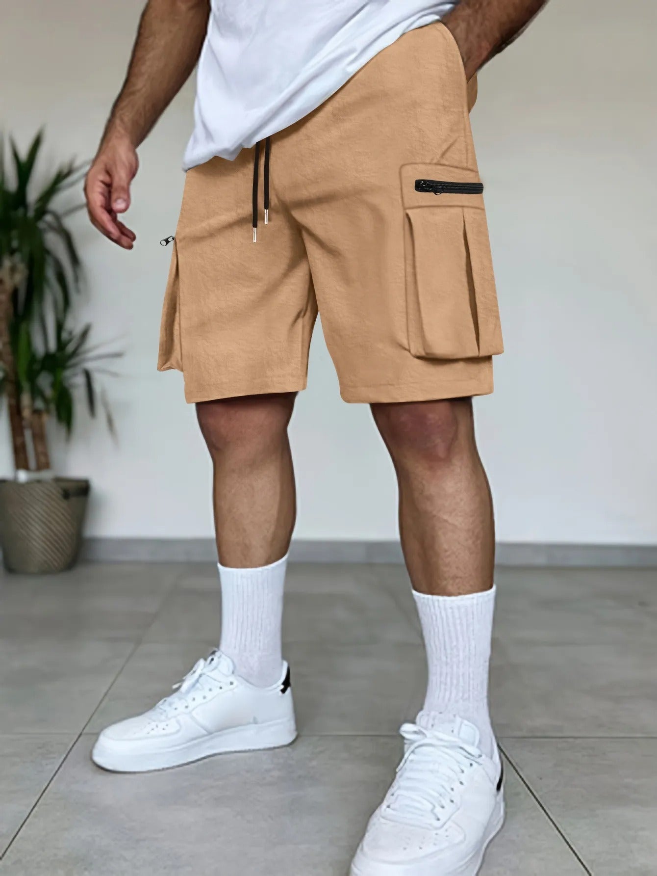 Men's cargo shorts utility pockets terracotta colour - Dakar
