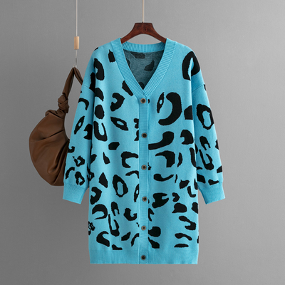 Women's Oversized Leopard Print Knit Cardigan - Camilla