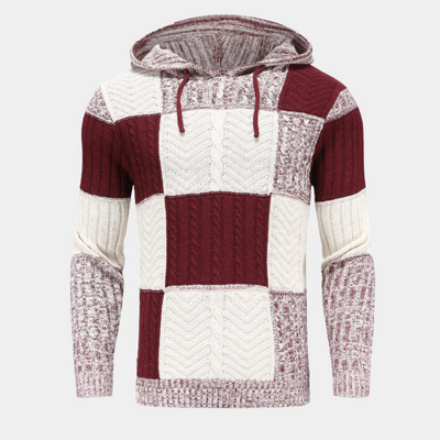 Miles - Comfortable men's hooded jumper with block pattern
