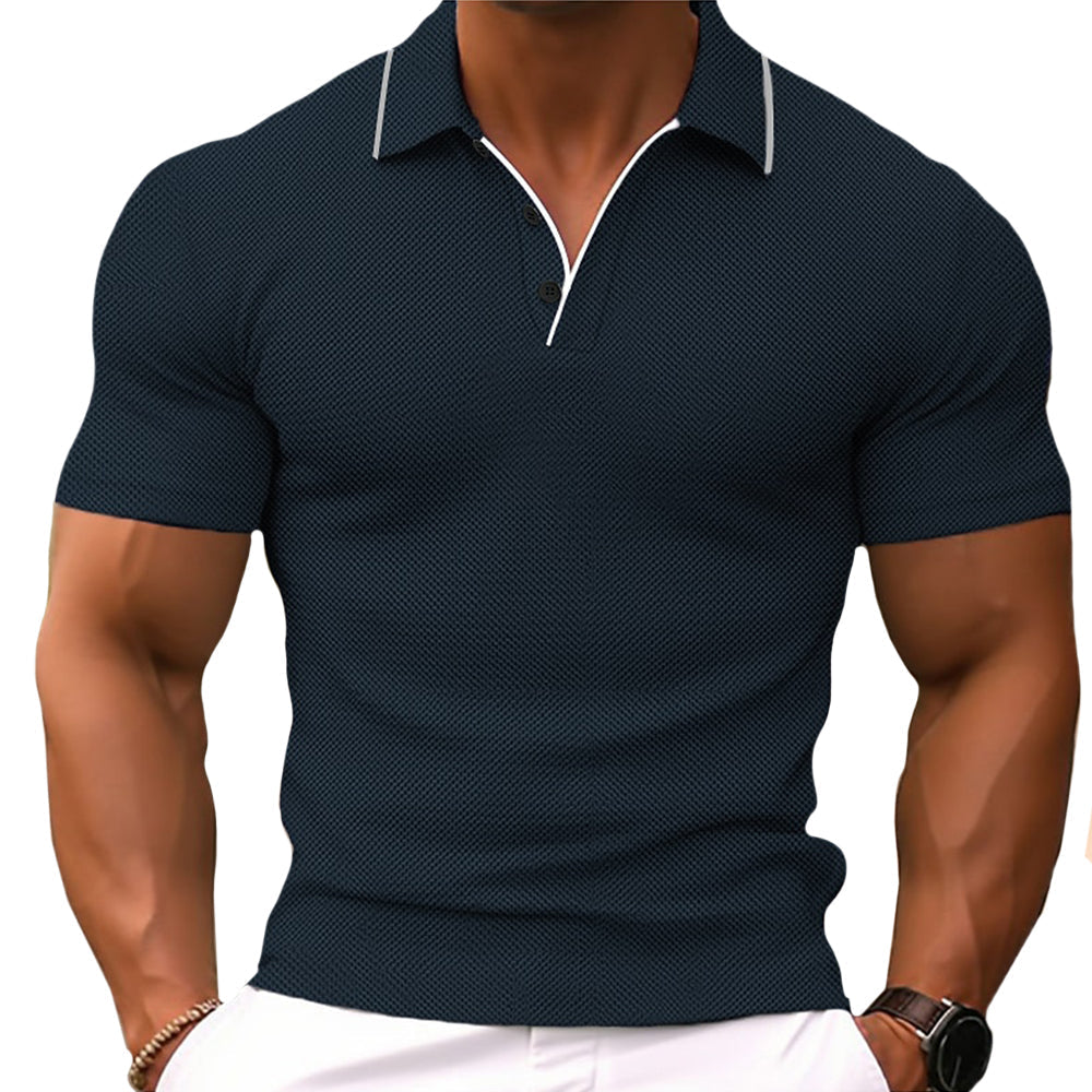 Slim fit men's polo shirt with button placket