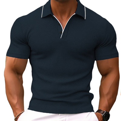 Slim fit men's polo shirt with button placket
