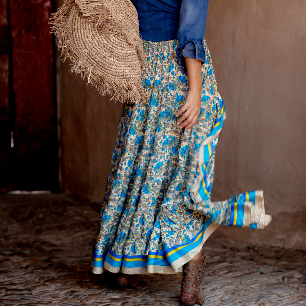 Boho long skirt with chic ethnic print perfect for a casual and elegant look