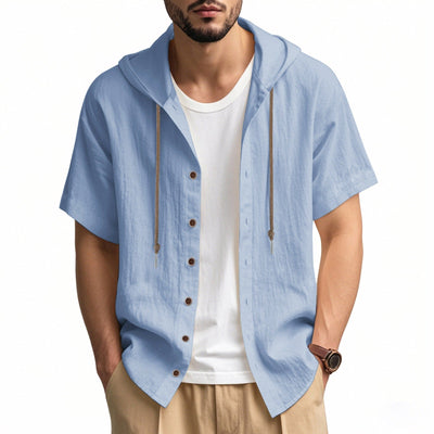 Men's casual relaxed style cotton hooded shirt - Elias