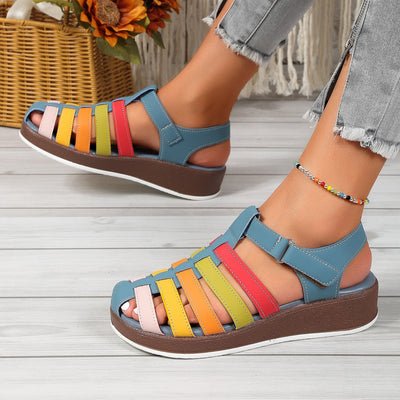 Multicoloured casual women's sandals with crossed straps and comfortable sole - Nayeli