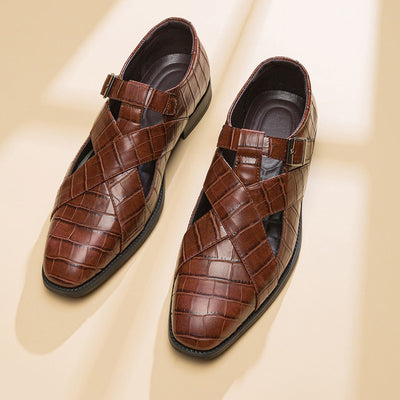 Men's formal shoes with elegant leather openwork design - Ferrano