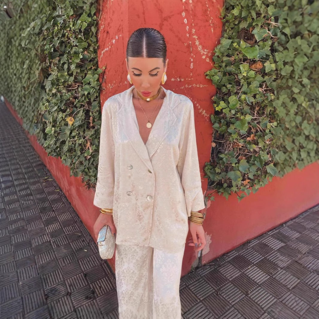 Women's floral print trousers and blazer set - Venera