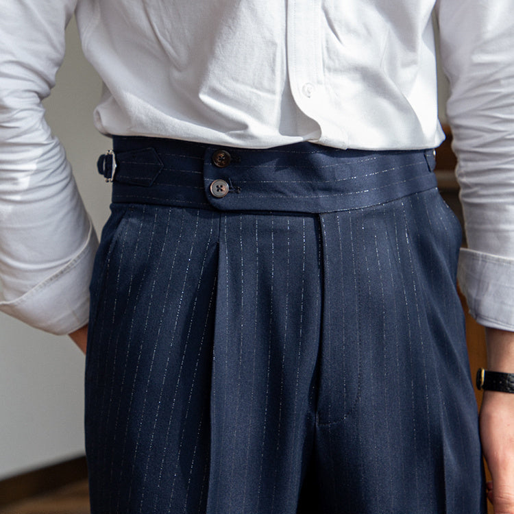 Henry - Naples high waisted gold silver striped straight leg pants