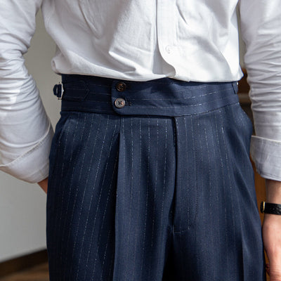 Henry - Naples high waisted gold silver striped straight leg pants