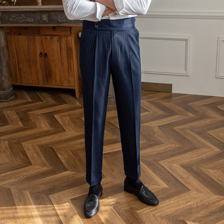 Henry - Naples high waisted gold silver striped straight leg pants