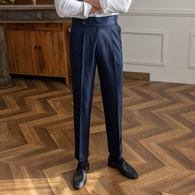 Henry - Naples high waisted gold silver striped straight leg pants