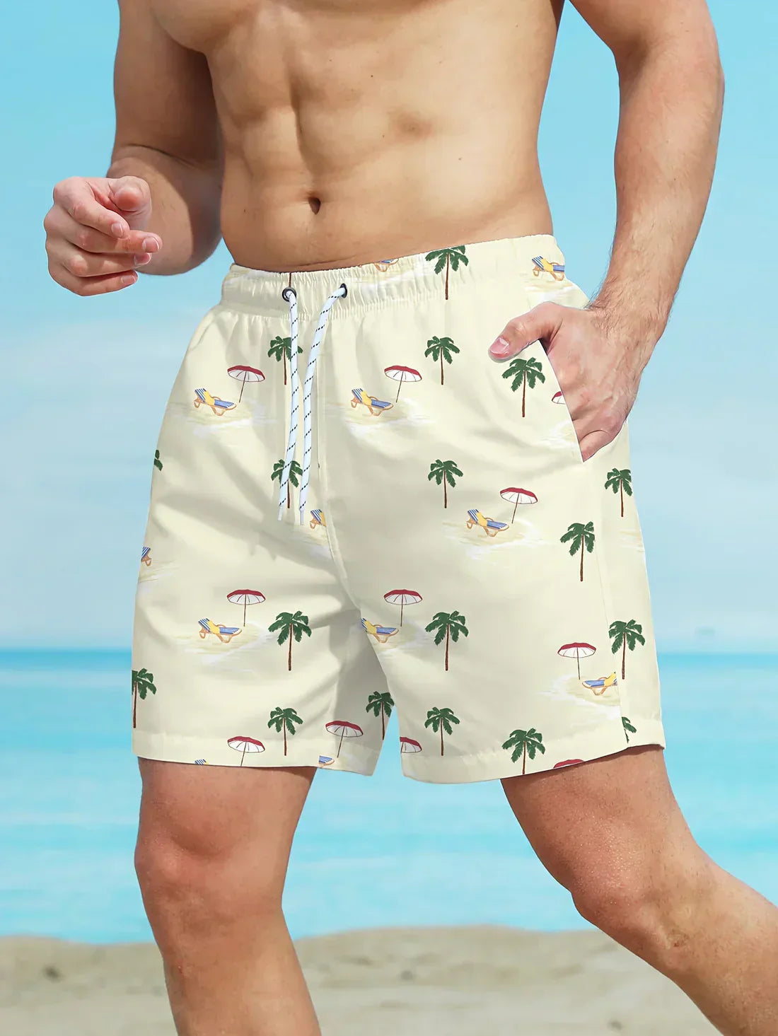 Tom - Beach shorts with palm tree pattern