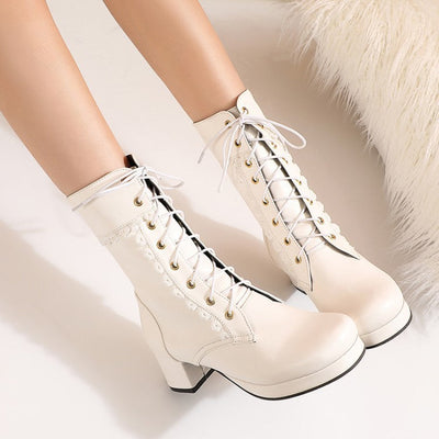 Lace-up ankle boots with decorative lace - Celeste