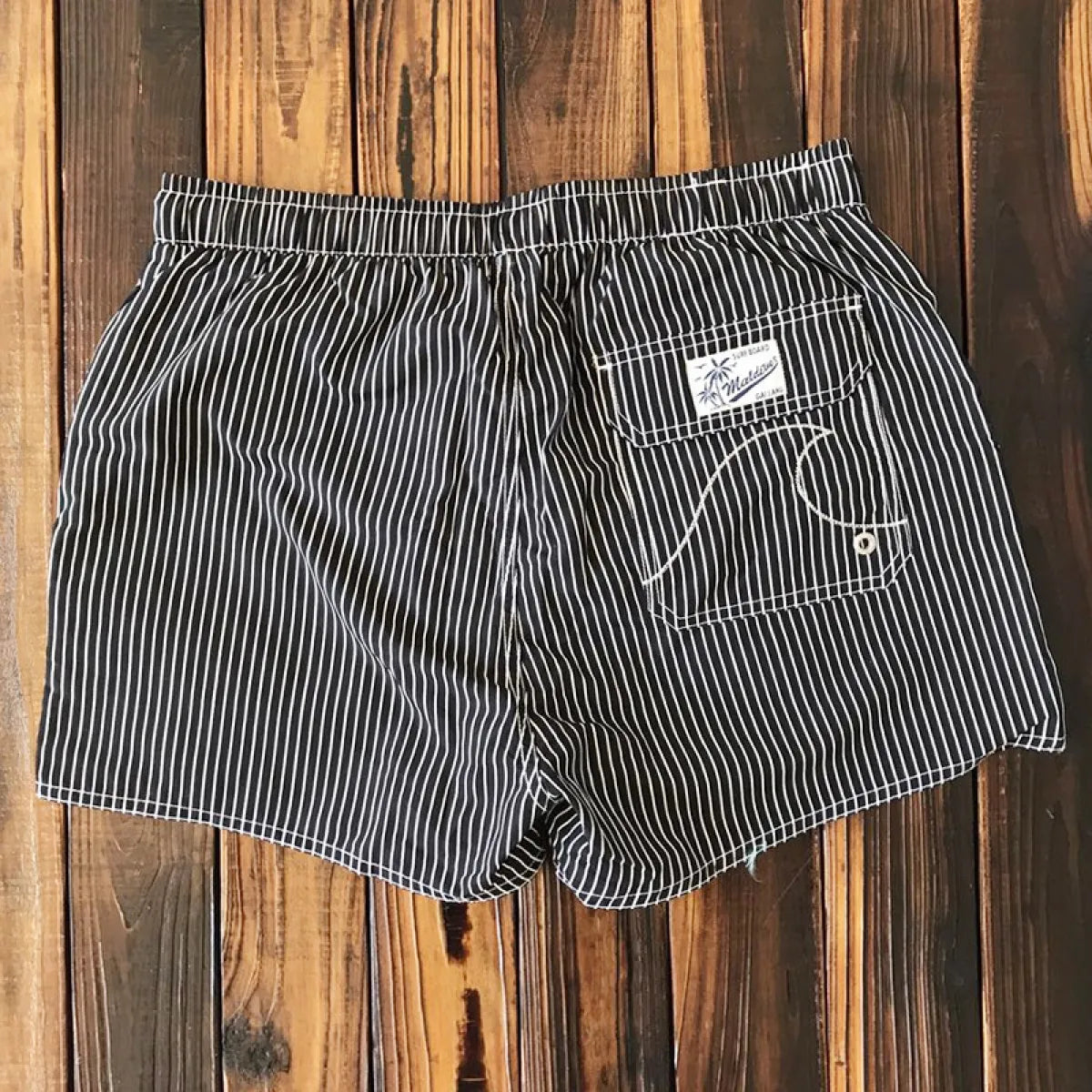 Men's swimming costume short vertical stripes blue and white - Oceanix