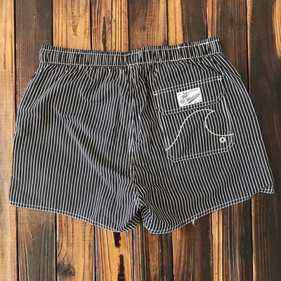 Men's swimming costume short vertical stripes blue and white - Oceanix