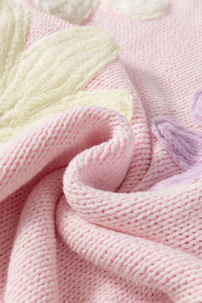 Colette - Jumper with floral embroidery, rose petals and threads