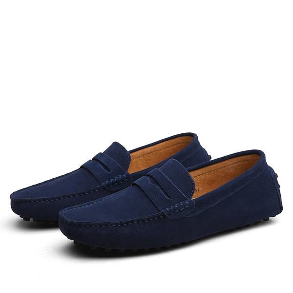 Men's genuine suede loafers casual style blue - Larkstone