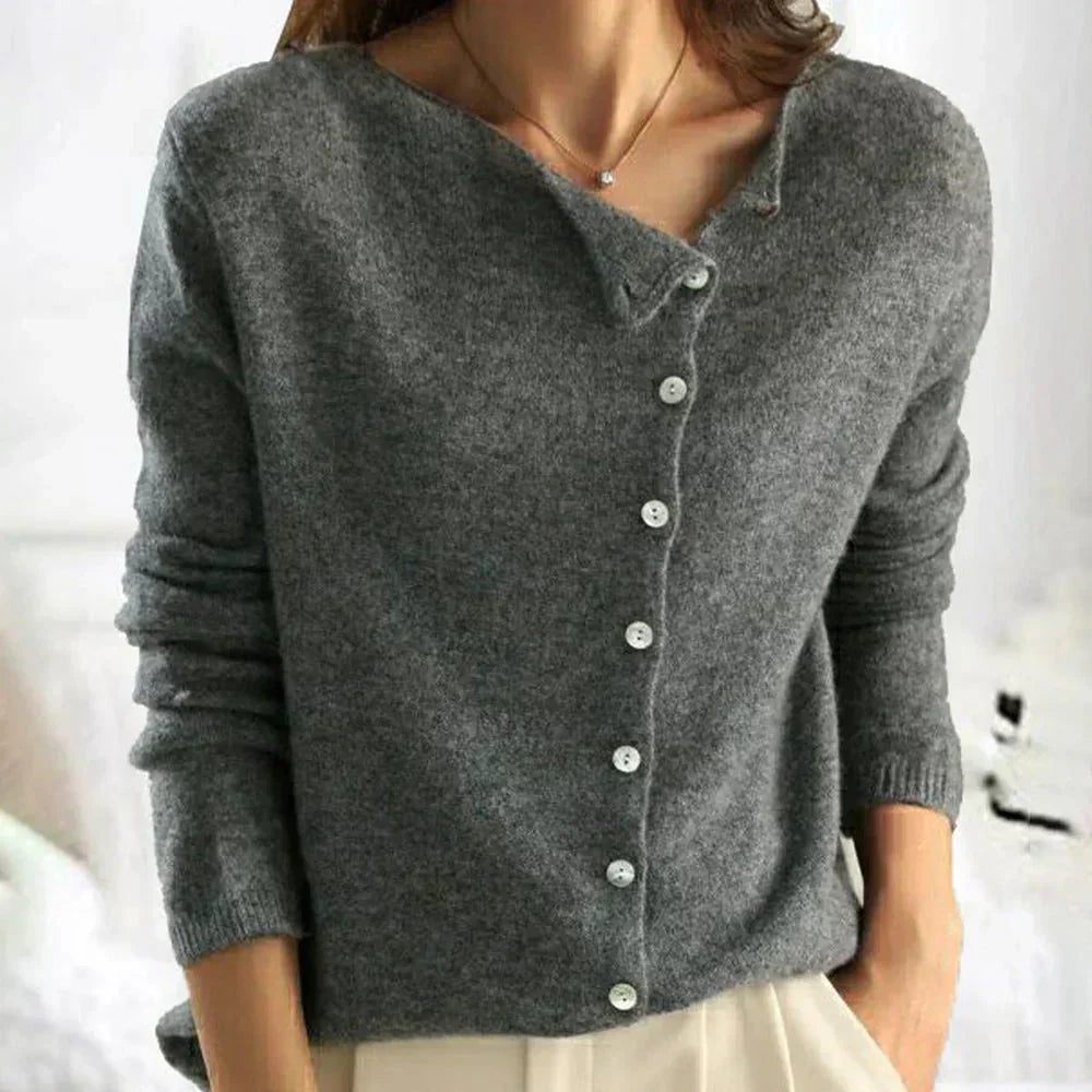 Women's Wool-Blend Asymmetric Button Cardigan - Sylvie