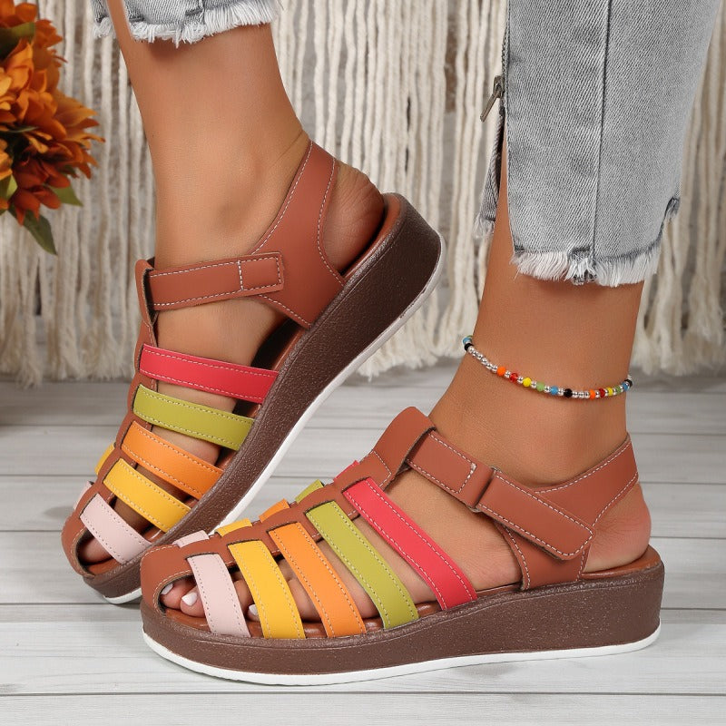 Multicoloured casual women's sandals with crossed straps and comfortable sole - Nayeli
