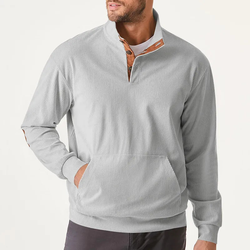 Kaym - Men's sweatshirt with stand-up collar and long sleeves with pockets