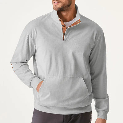 Kaym - Men's sweatshirt with stand-up collar and long sleeves with pockets