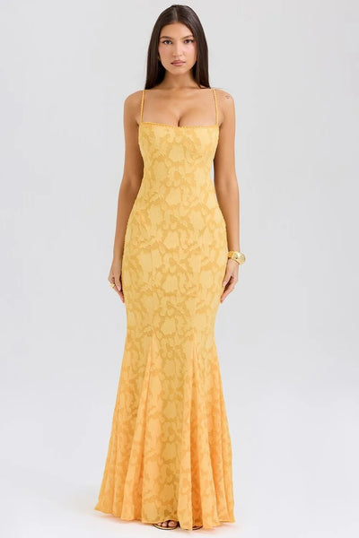 Women's long dress with elegant mermaid lace straps - Aurélie