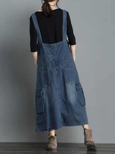 Denim dungaree dress with a loose fit - Vici