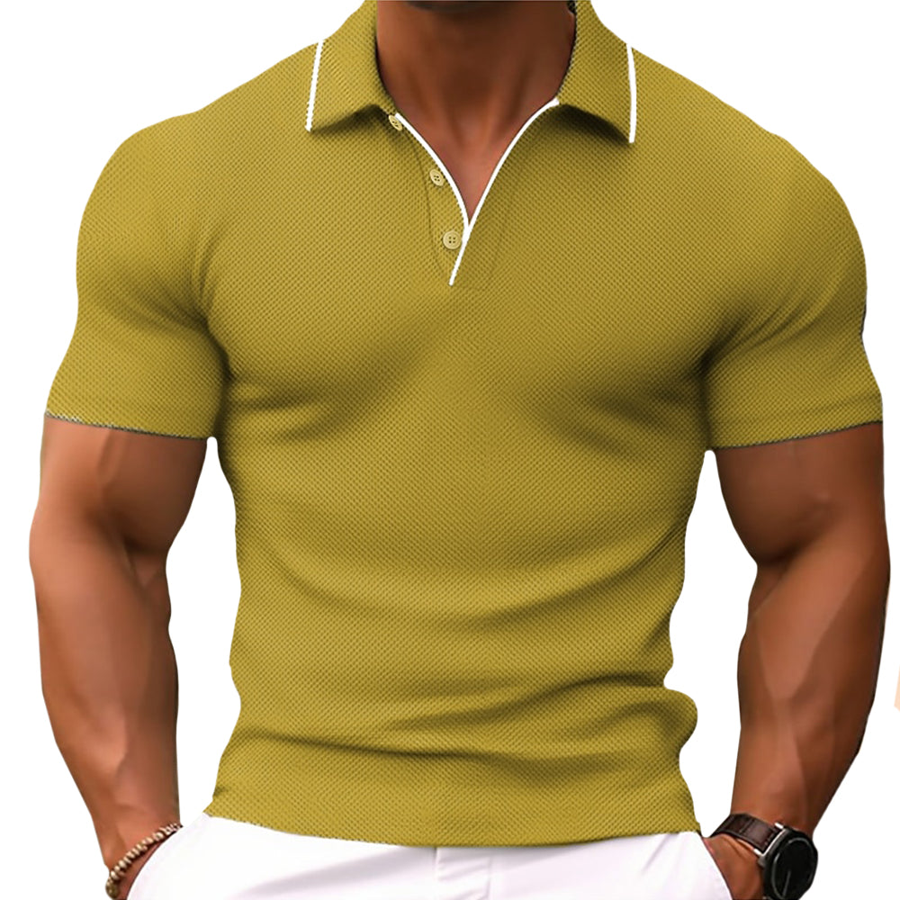 Slim fit men's polo shirt with button placket