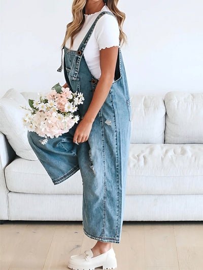 Loose fit, used-look denim jumpsuit - Jenna