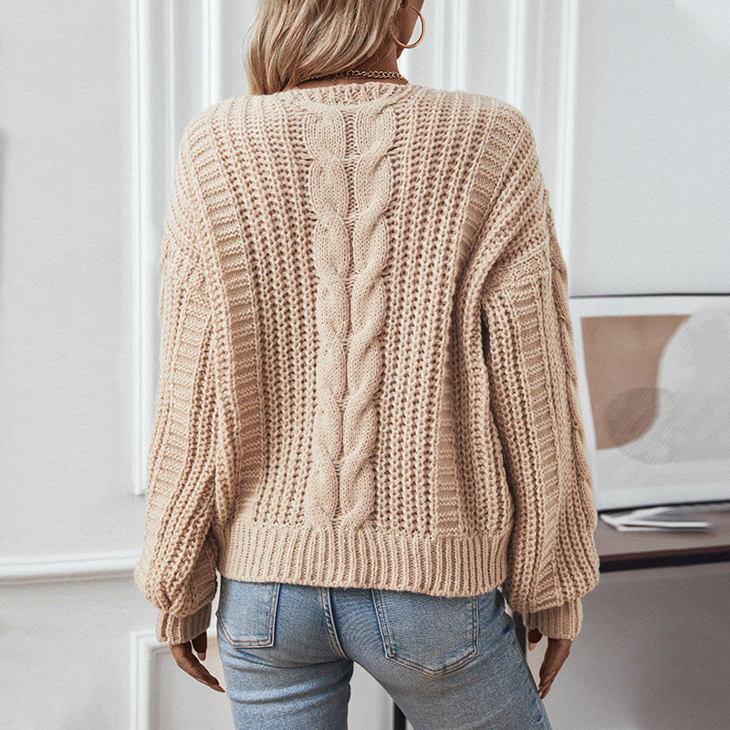 Women's Chunky Cable Knit Sweater - Relaxed Off-Shoulder Fit - Brielle
