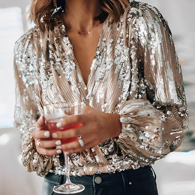 Selly - Modern shiny party blouse