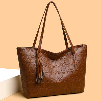 Handbag for women with skull print and large capacity