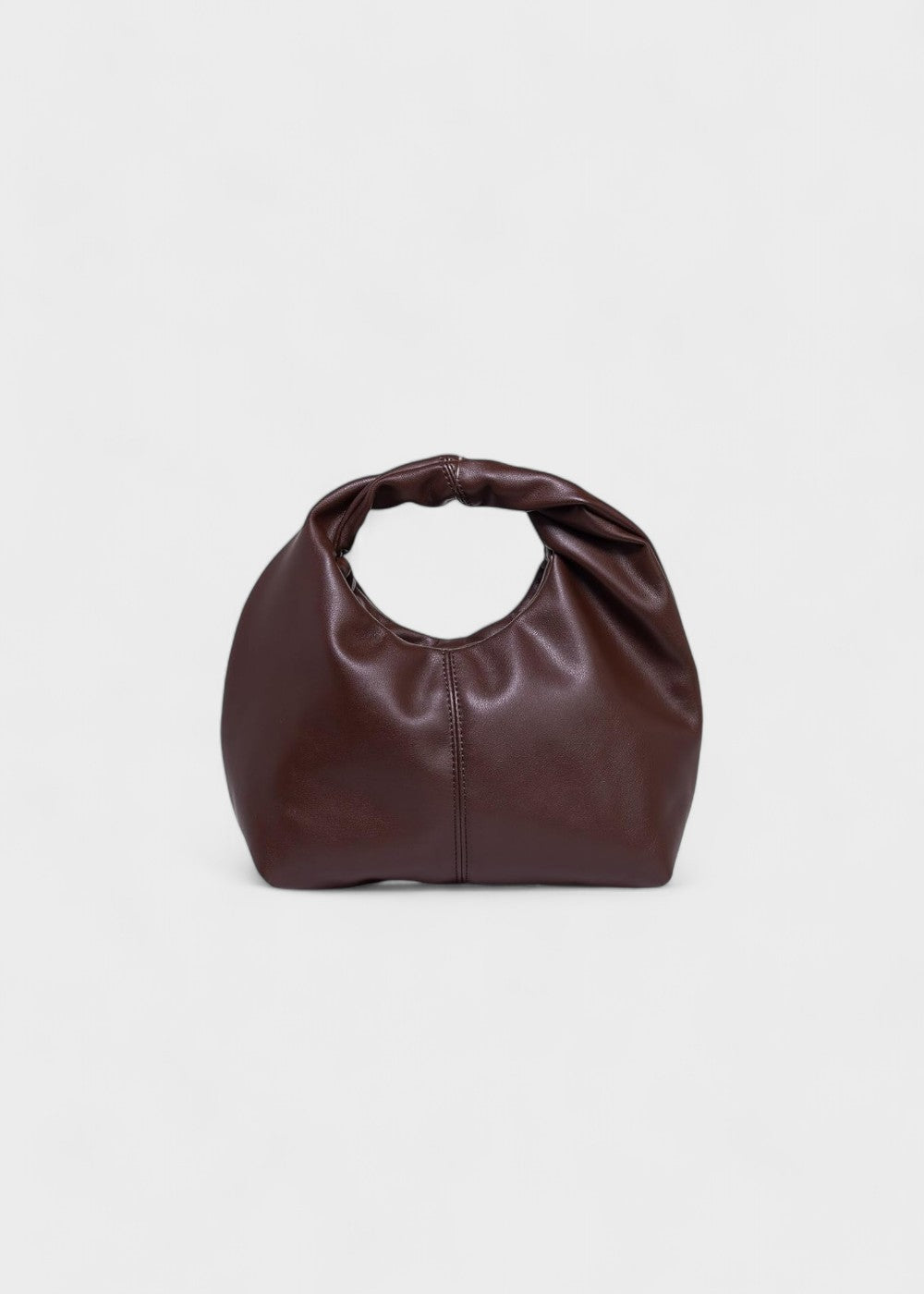 Women's hobo bag round handle synthetic leather modern design - Mauve