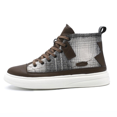 Chequered high-top trainers for men