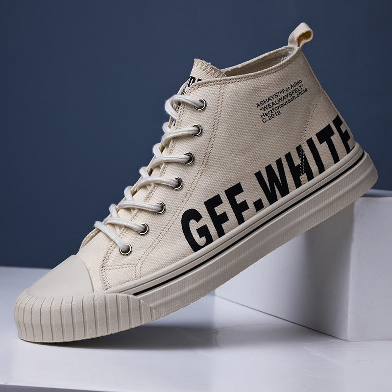 Men's canvas high top trainers urban print casual style - Damián