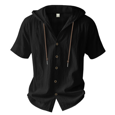 Men's casual relaxed style cotton hooded shirt - Elias