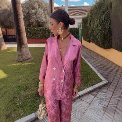 Women's floral print trousers and blazer set - Venera