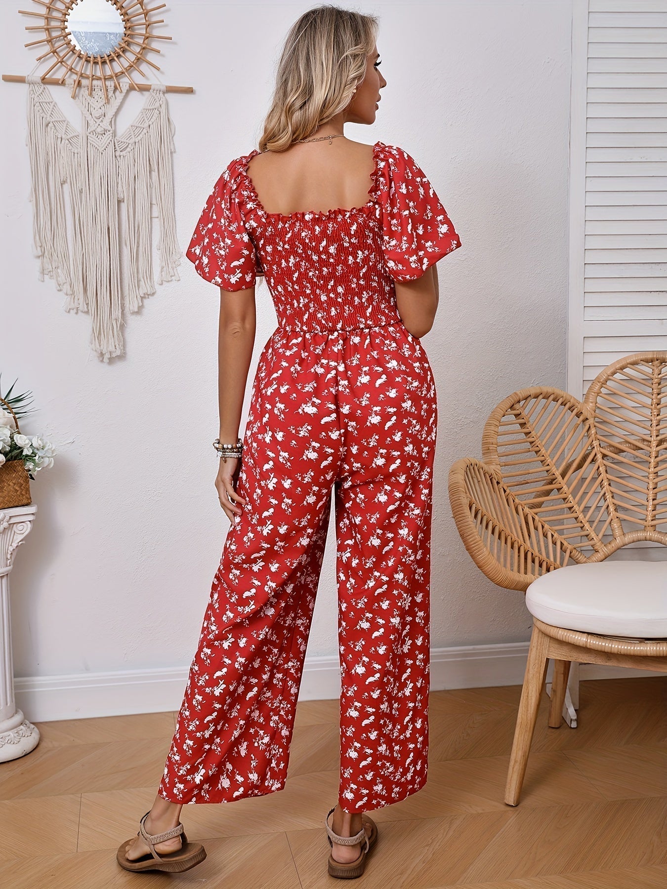 Helena - Elegant wide jumpsuit with floral print