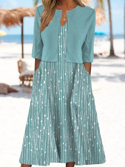 Frieda - Fresh midi dress with V-neck and jacket