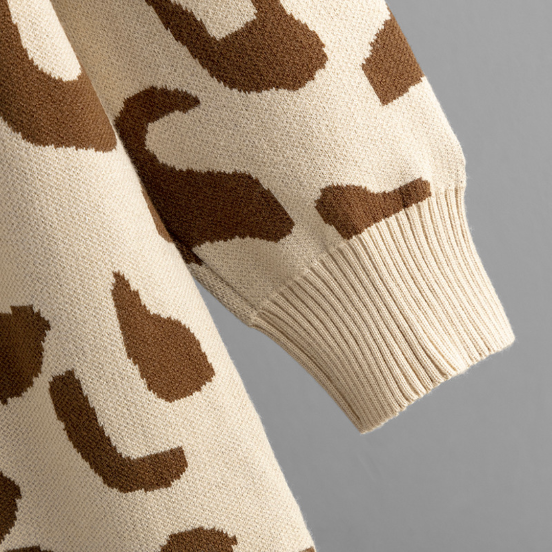 Women's Oversized Leopard Print Knit Cardigan - Camilla