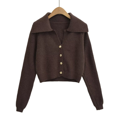 Women's lapel collar cardigan - Livia